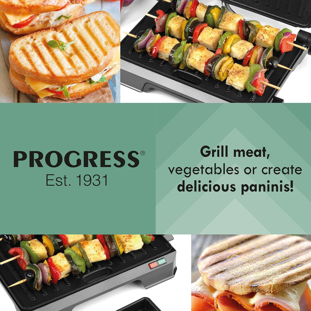 Progress EK5854P 2-in-1-Gesundheitsgrill - Panini-Presse, elektrischer Grill mit Antihaft-Platten, ö