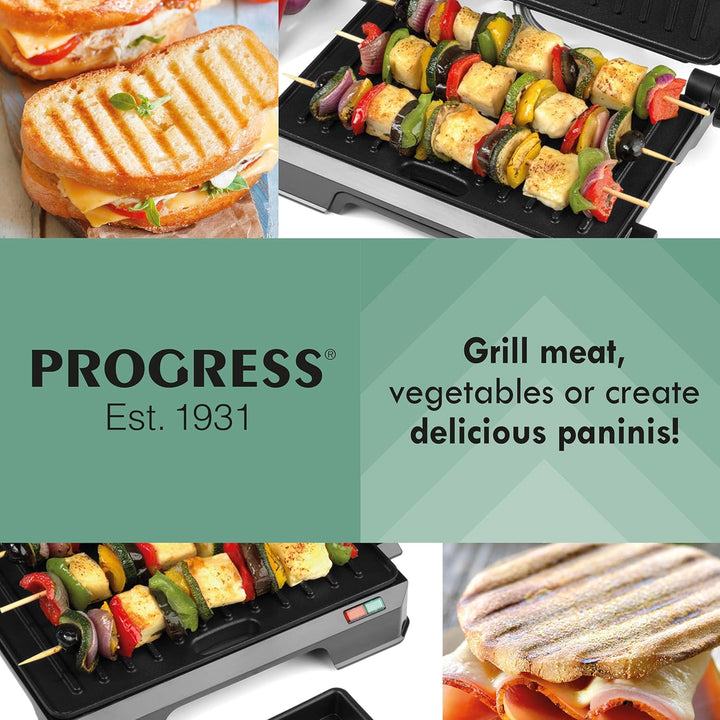 Progress EK5854P 2-in-1-Gesundheitsgrill - Panini-Presse, elektrischer Grill mit Antihaft-Platten, ö
