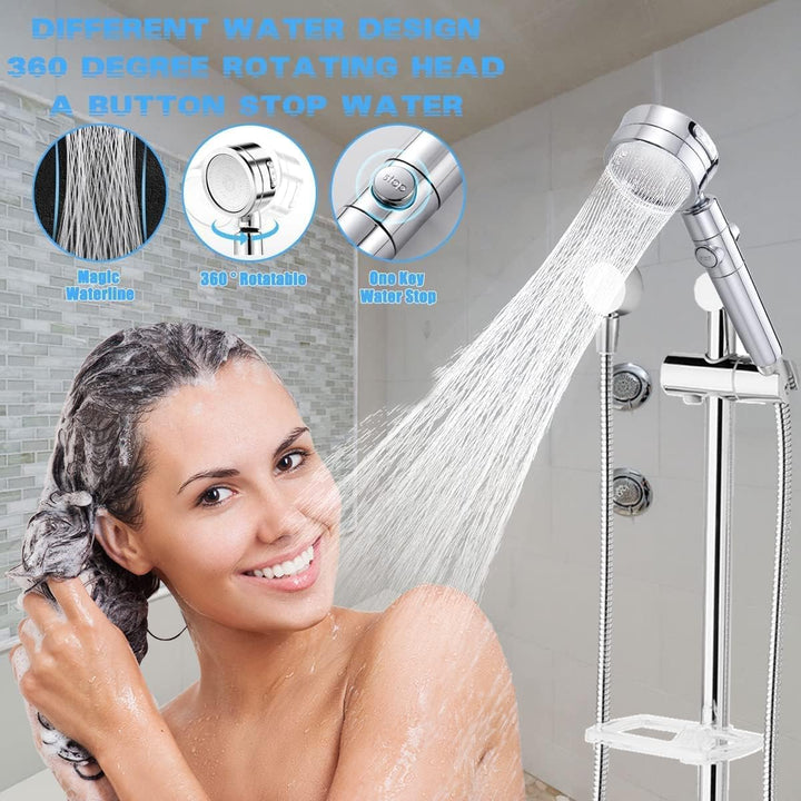 Duschkopf - Duschkopf mit Schlauch 2m - Regendusche Duschbrause Wassersparend Hochdruck mit 3 Strahl