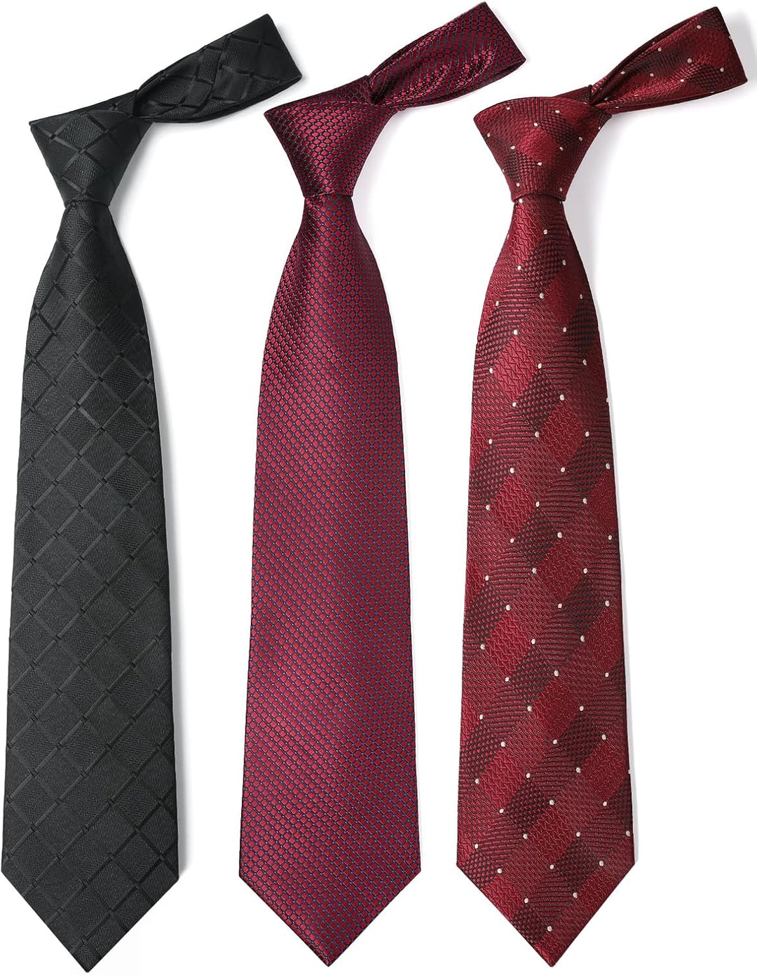 HISDERN Los 3 Stck Herren Krawatte Klassisch Elegante Krawatten und Einstecktuch Seidenkrawatte Set
