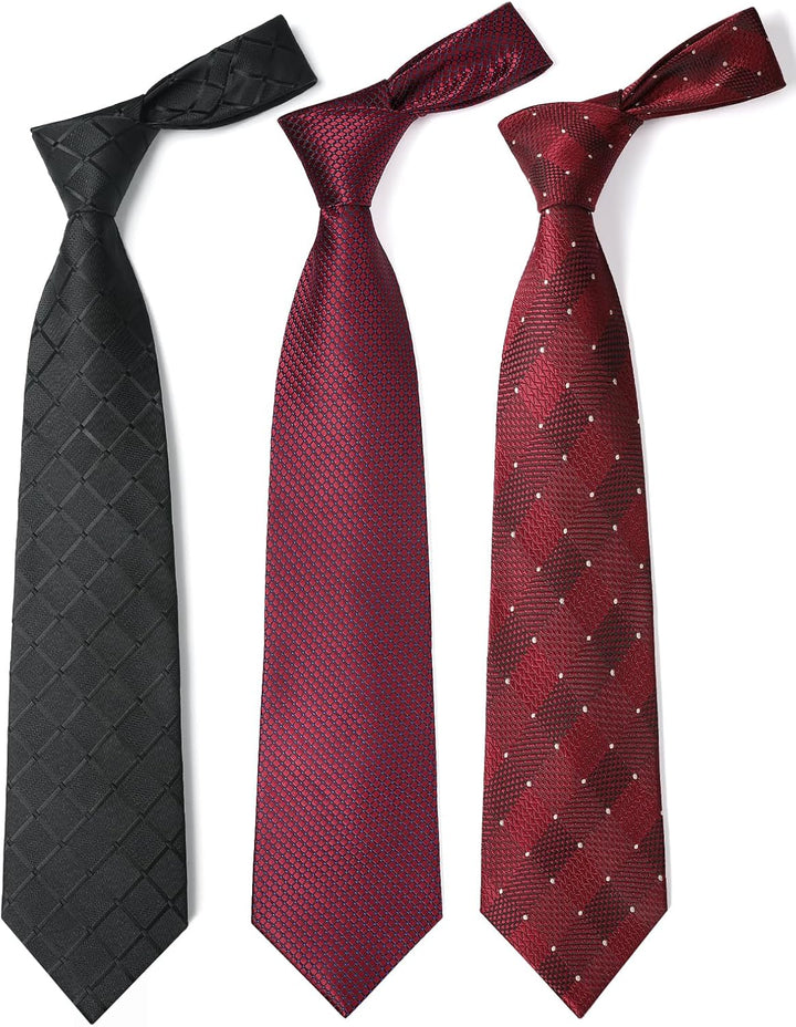 HISDERN Los 3 Stck Herren Krawatte Klassisch Elegante Krawatten und Einstecktuch Seidenkrawatte Set