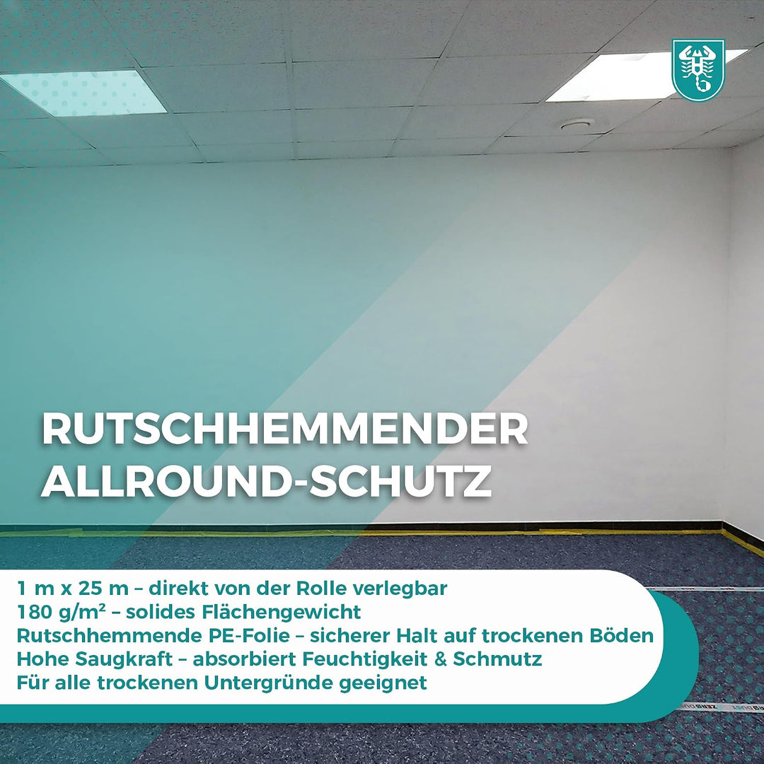 Abdeckvlies Renovierungsvlies Profi grau 1 x 25 m Malerabdeckvlies mit antirutsch Folie 180 g/m²