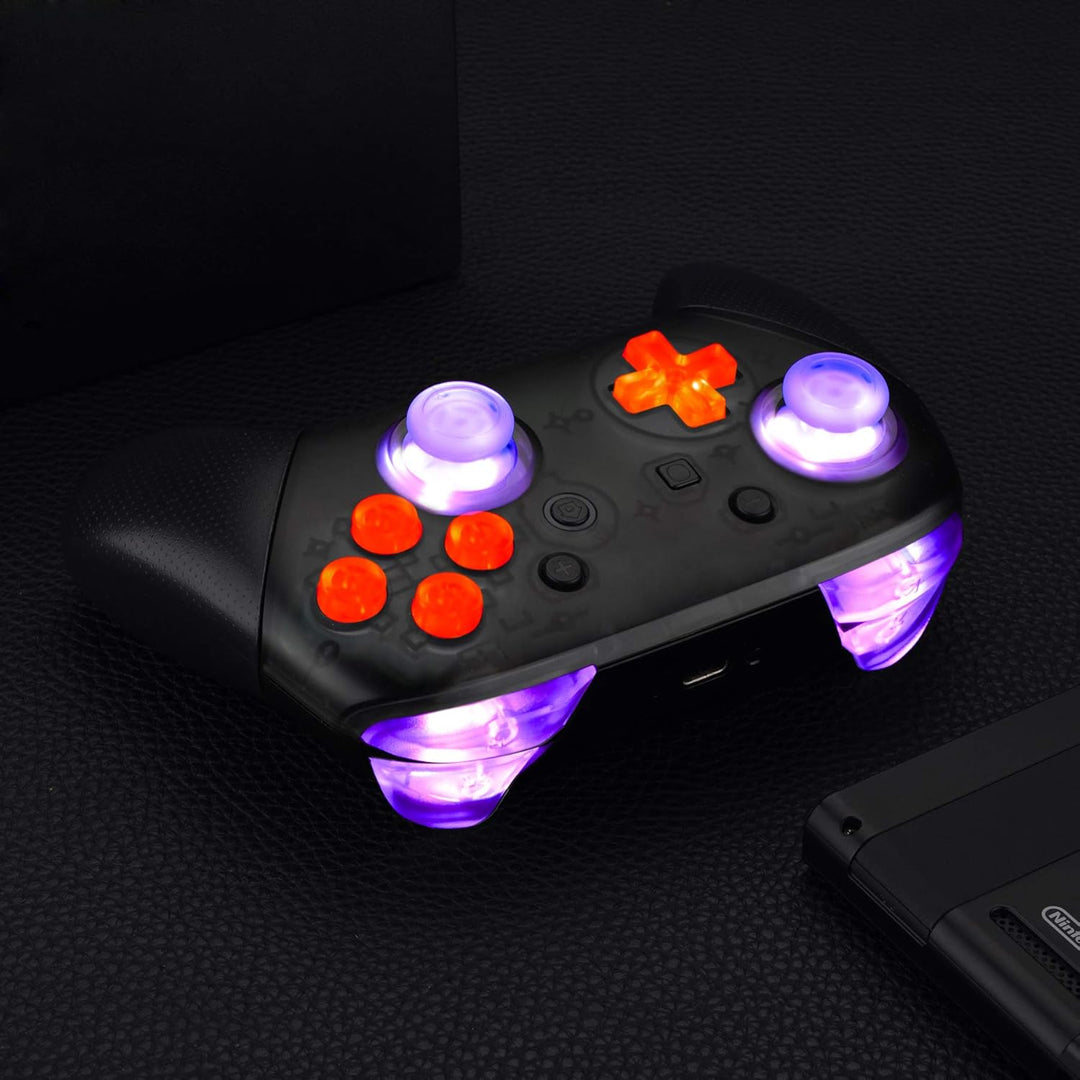eXtremeRate DTFS LED Tasten Kit für Switch Pro Controller, 9 Modi 6 Bereiche Leuchttasten Thumbstick