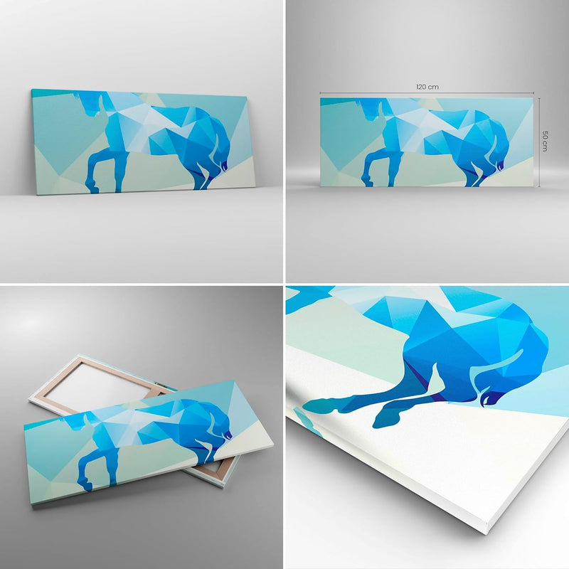 Wandbilder Dekoration Wohnzimmer Pferd Illustration modern Grafik Panorama Bilder auf Leinwand 120x5