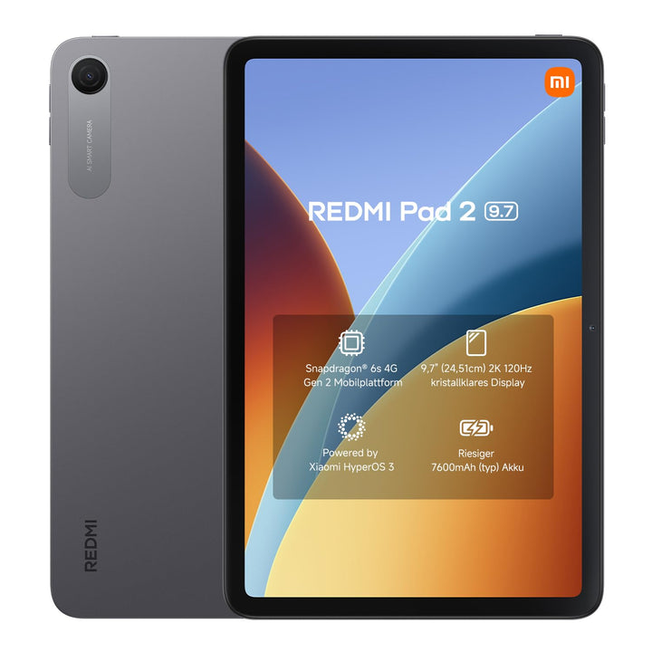 XIAOMI Redmi Pad 2 Tablet 9,7 Zoll, 4GB + 64GB, Snapdragon 6s Gen 2, 2K 120Hz Display, 7600mAh Akku,