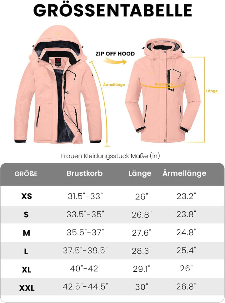 Damen Jacken Fleecejacke Winterjacke Wasserdicht Atmungsaktiv Verdickt Warm Winddicht Softshelljacke