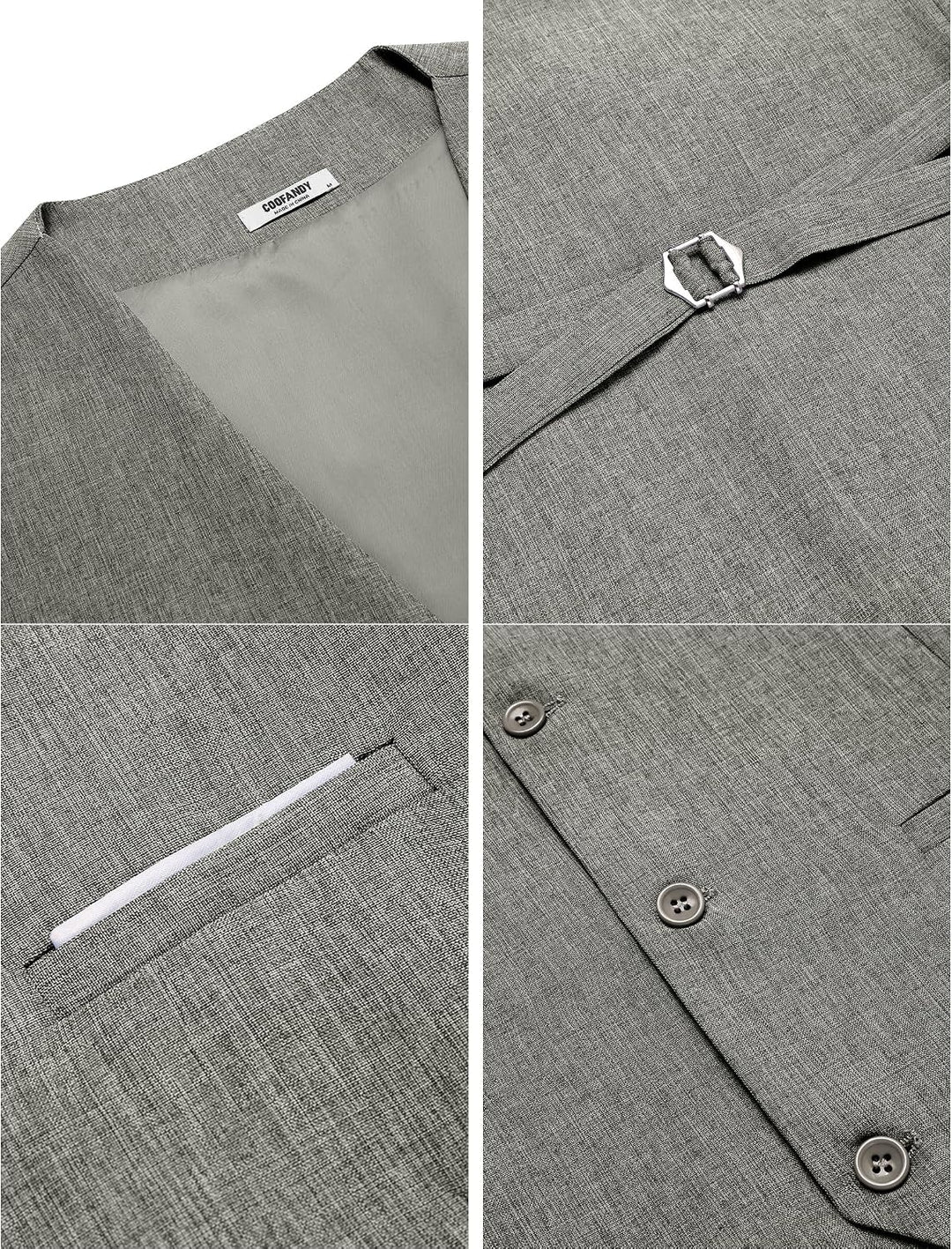 COOFANDY Weste Herren Anzug mit Taschen Anzugweste Gilet Casual Hochzeitsweste V-Ausschnitt Business