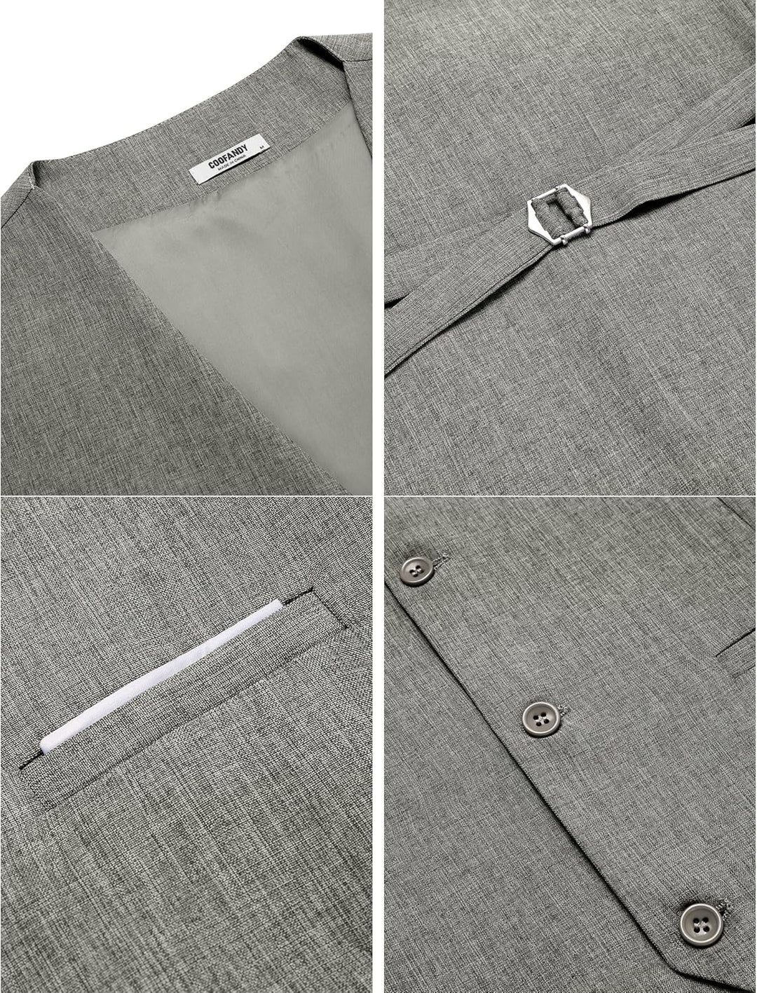 COOFANDY Weste Herren Anzug mit Taschen Anzugweste Gilet Casual Hochzeitsweste V-Ausschnitt Business