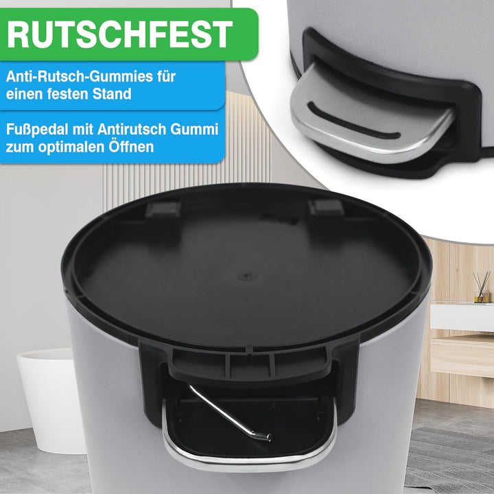 YourCasa Mülleimer Bad [5L] aus Edelstahl für Badezimmer [Softclose] - Badmülleimer Klein - Kosmetik