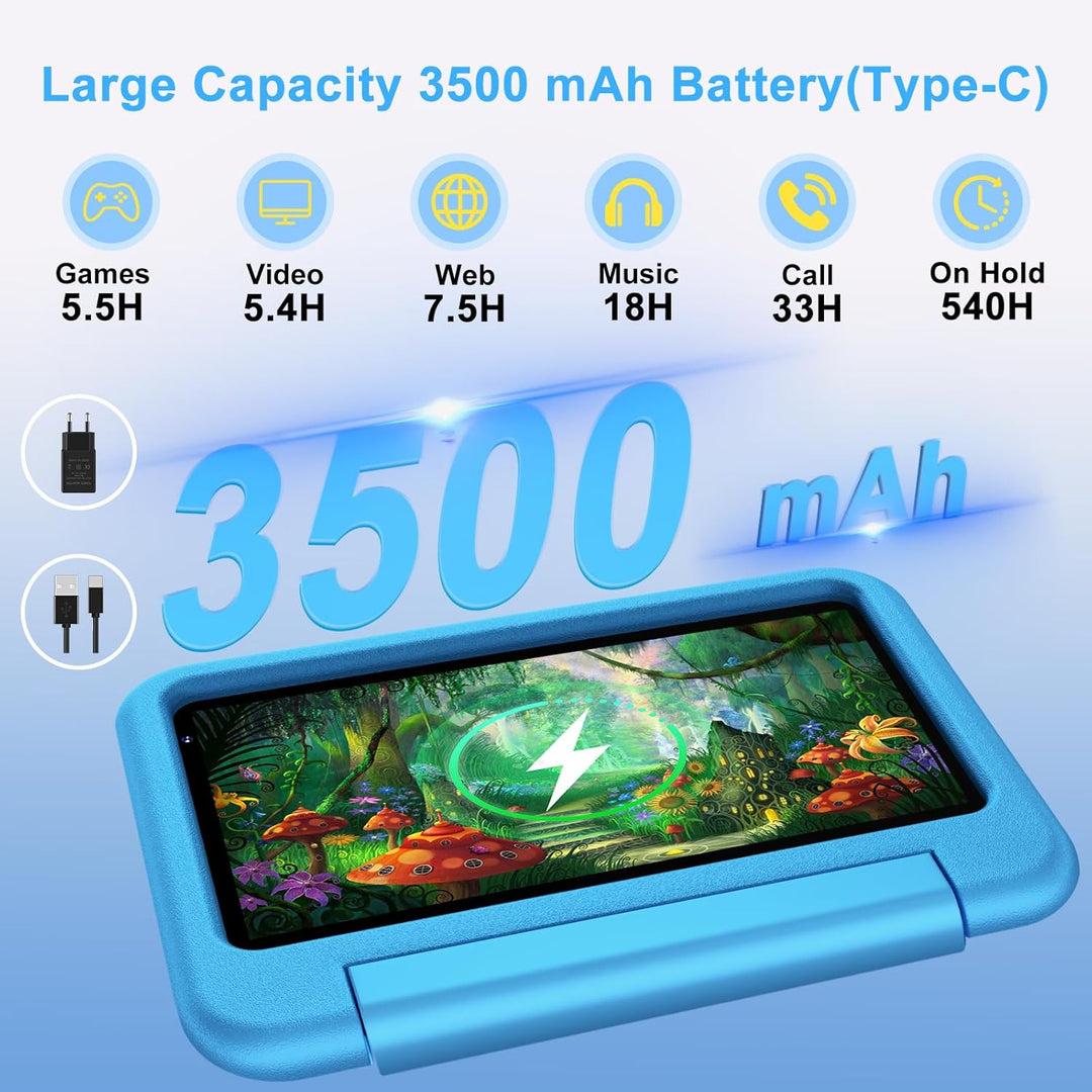 DEERTiME 2025 Neueste Tablet Android 14 OS, 10GB(4+6) RAM+64GB ROM/TF 1TB, WLAN 6, 5G+2.4G WLAN, 8-C