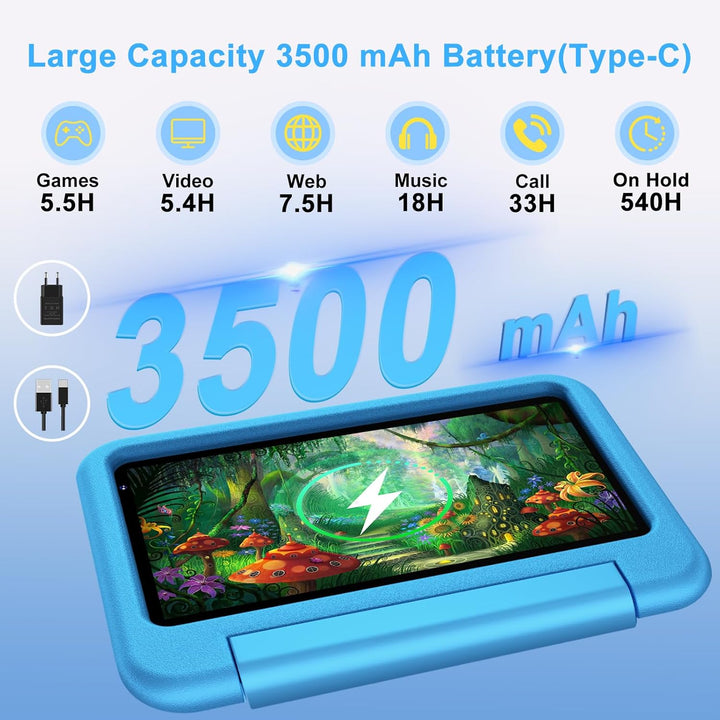 DEERTiME 2025 Neueste Tablet Android 14 OS, 10GB(4+6) RAM+64GB ROM/TF 1TB, WLAN 6, 5G+2.4G WLAN, 8-C