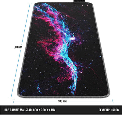 Titanwolf - RGB Gaming Mauspad - LED Schreibtischunterlage - 800x300 mm - XXL Mousepad - LED Multi C