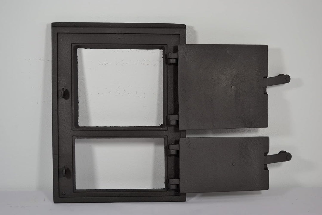 SEZAM Backofentür aus Gusseisen mit 2 Türen - mit Türriegel, Brotofentür - Steinofentür - Pizzaofent