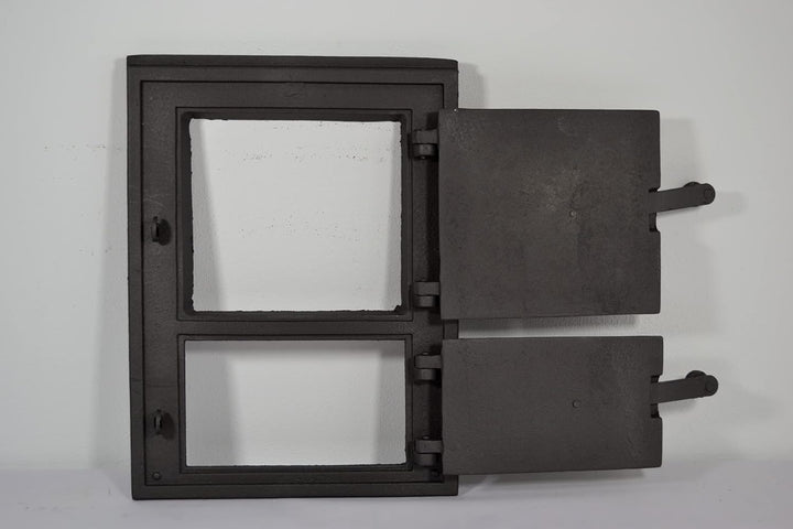 SEZAM Backofentür aus Gusseisen mit 2 Türen - mit Türriegel, Brotofentür - Steinofentür - Pizzaofent