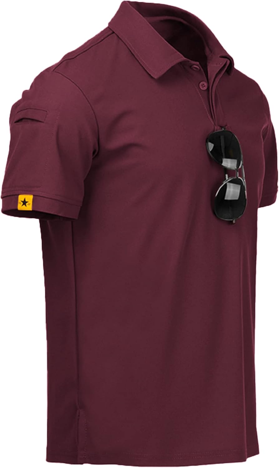 geeksport Poloshirt Herren Golf Kurzarm Freizeit Sport Polo Tennis Tshirts mit Brillenhalter Knopfle
