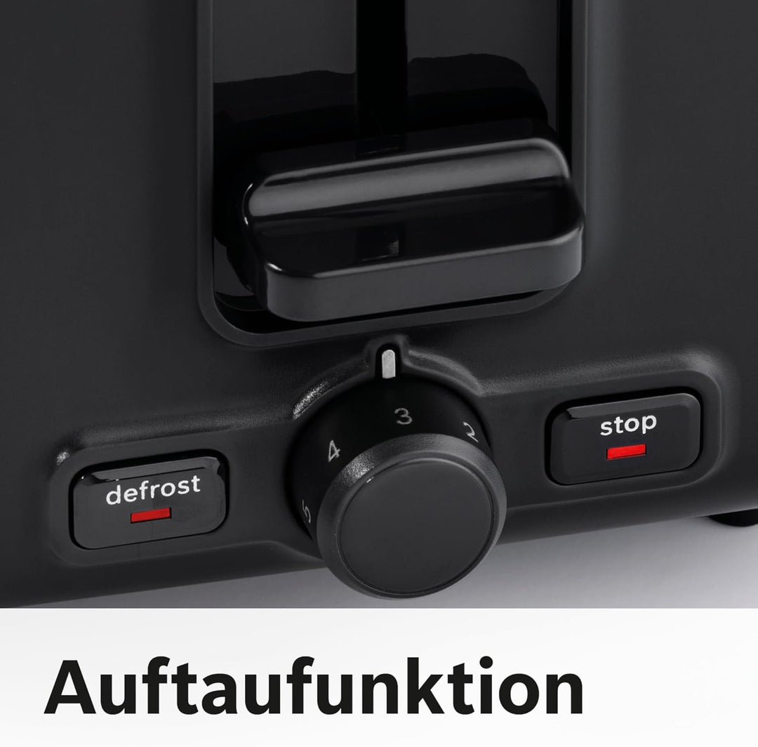 Bosch Kompakt Toaster DesignLine TAT3P423DE, integrierter Edelstahl-Brötchenaufsatz, mit Abschaltaut