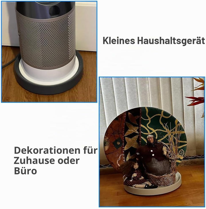 2 Stück Pflanzenroller mit versteckten Rollen, 25,4 cm rund, weisser Pflanzentrolley für drinnen & d