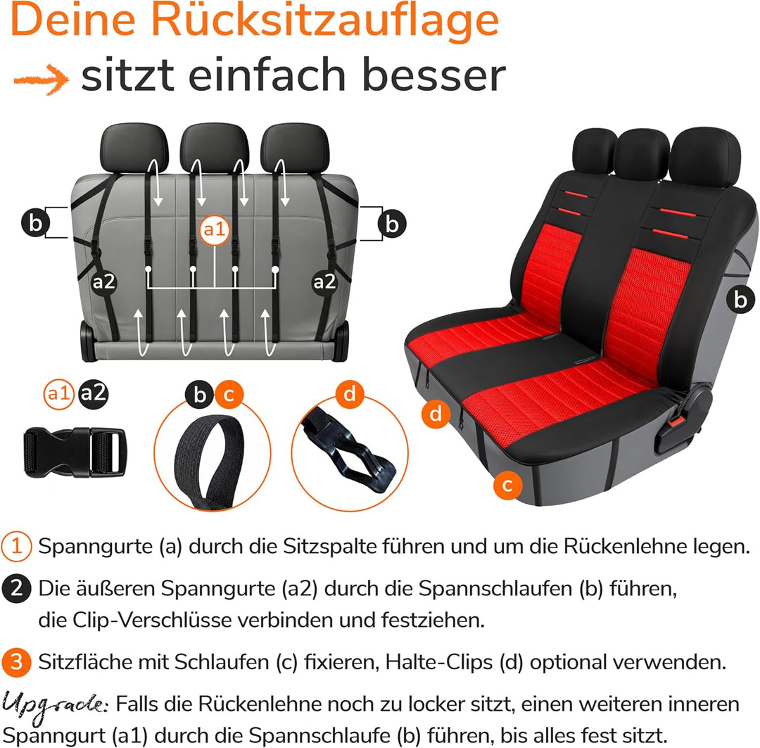 Upgrade4cars Autositzbezüge Set Universal Version 2026 | Auto-Schonbezüge für die Vordersitze & Rück