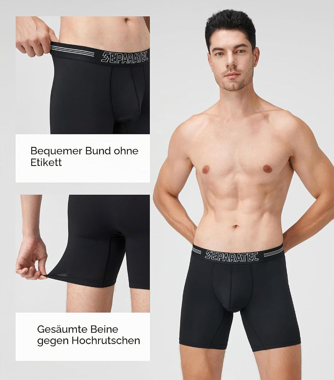 Separatec Boxershorts Herren Mehrfachpackung Sport Schnell trocknend Doppelbeutel Dual Pouch Unterho