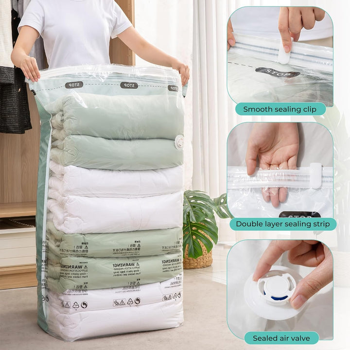 4 Pack Würfel Vakuumbeutel für Kleidung, Jumbo (80x100x38 cm), Wiederverwendbar Cube Vakuumbeutel fü