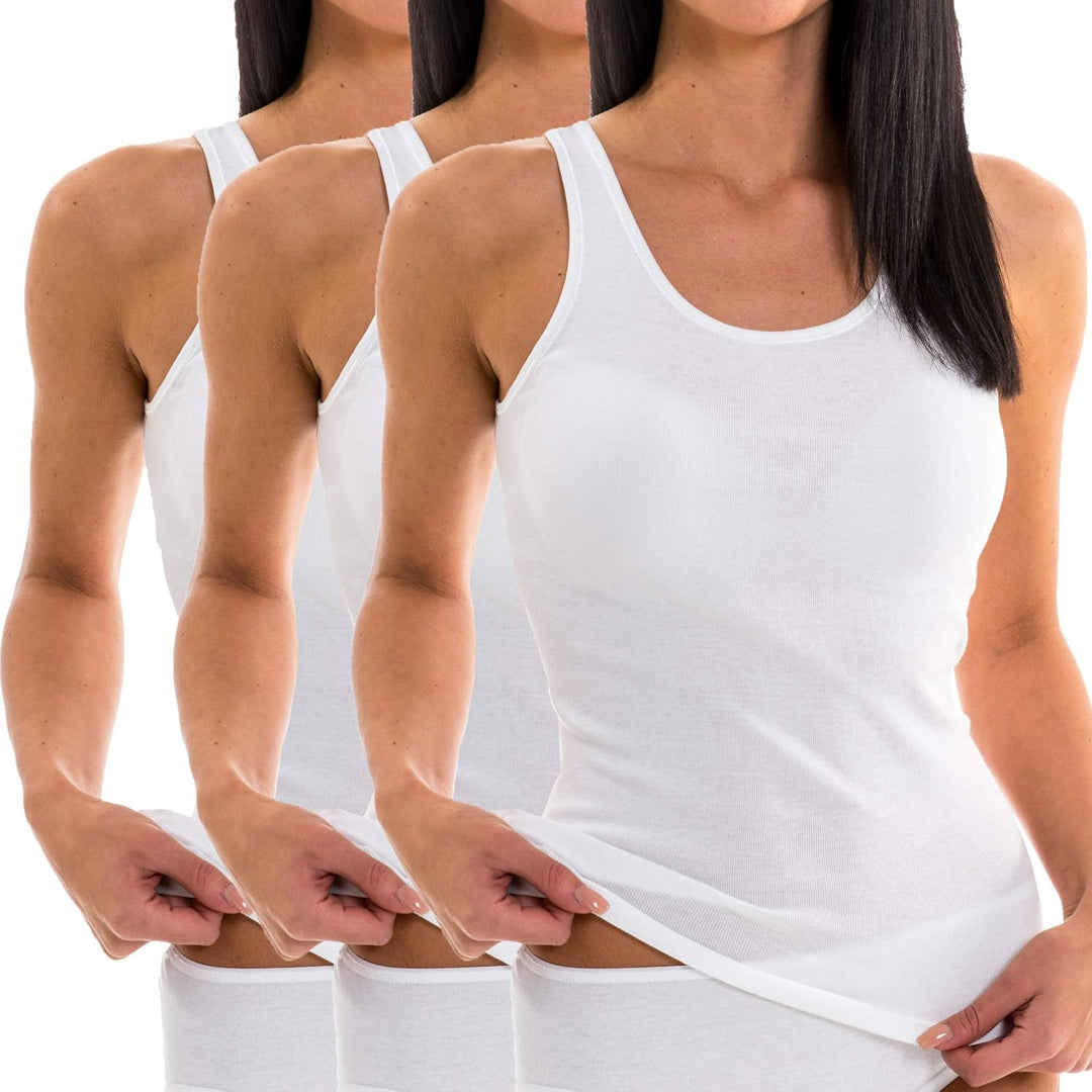 HERMKO 1310 3er Pack Damen Tank Top aus 100% Bio-Baumwolle XS Weiss, XS Weiss