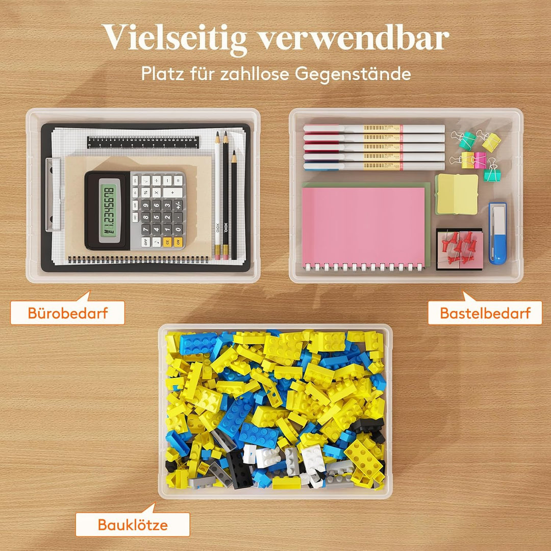 Lifewit 4 Pack Mehrzweck-Aufbewahrungsbox aus Kunststoff mit verriegelbaren Deckeln, A4 Papieraufbew