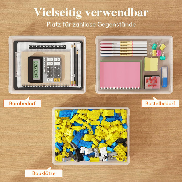 Lifewit 6-Pack 5L Aufbewahrungsbox mit Deckel, Plastikbox mit Clip-Verschlüssen, Dokumentenbox A4, T