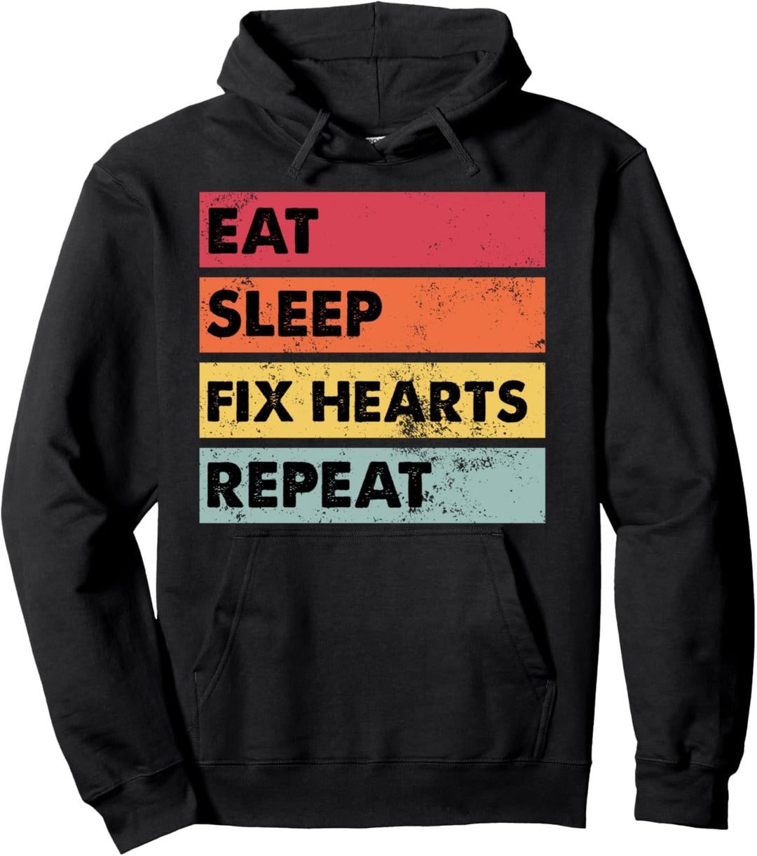 Eat Sleep Fix Herzen Lustige Kardiologie Kardiologen Pullover Hoodie