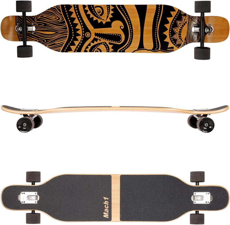 FunTomia Longboard mit 3 Flex Stufen Drop Through Cruiser Komplettboard Mach1 Speed Kugellager T-Too