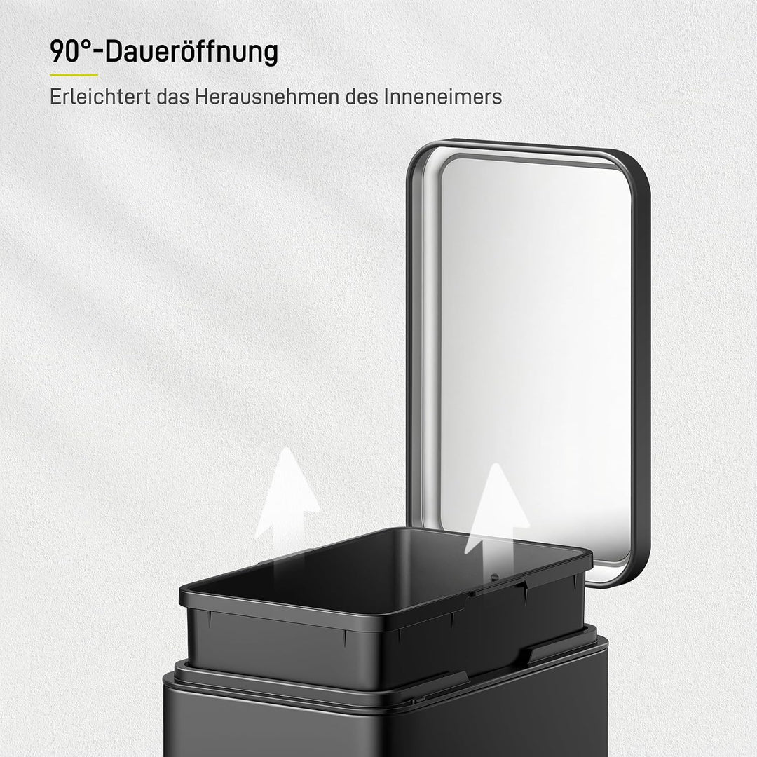 EKO Stella Mülleimer Bad 10L, Kleiner Abfalleimer fürs Badezimmer mit Soft-Close-Deckel, fingerabdru