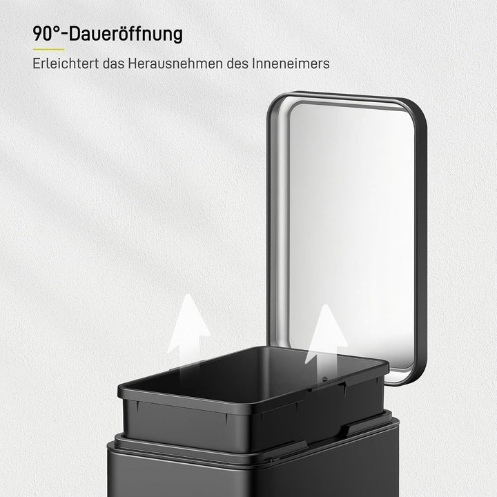 EKO Stella Mülleimer Bad 10L, Kleiner Abfalleimer fürs Badezimmer mit Soft-Close-Deckel, fingerabdru