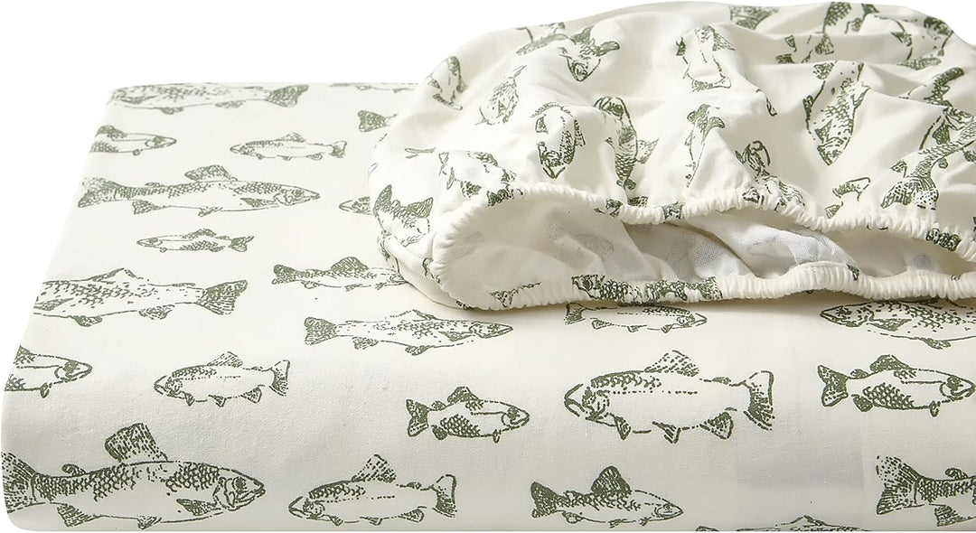 Eddie Bauer Flanell-Bettwäsche School of Fish King grün, King
