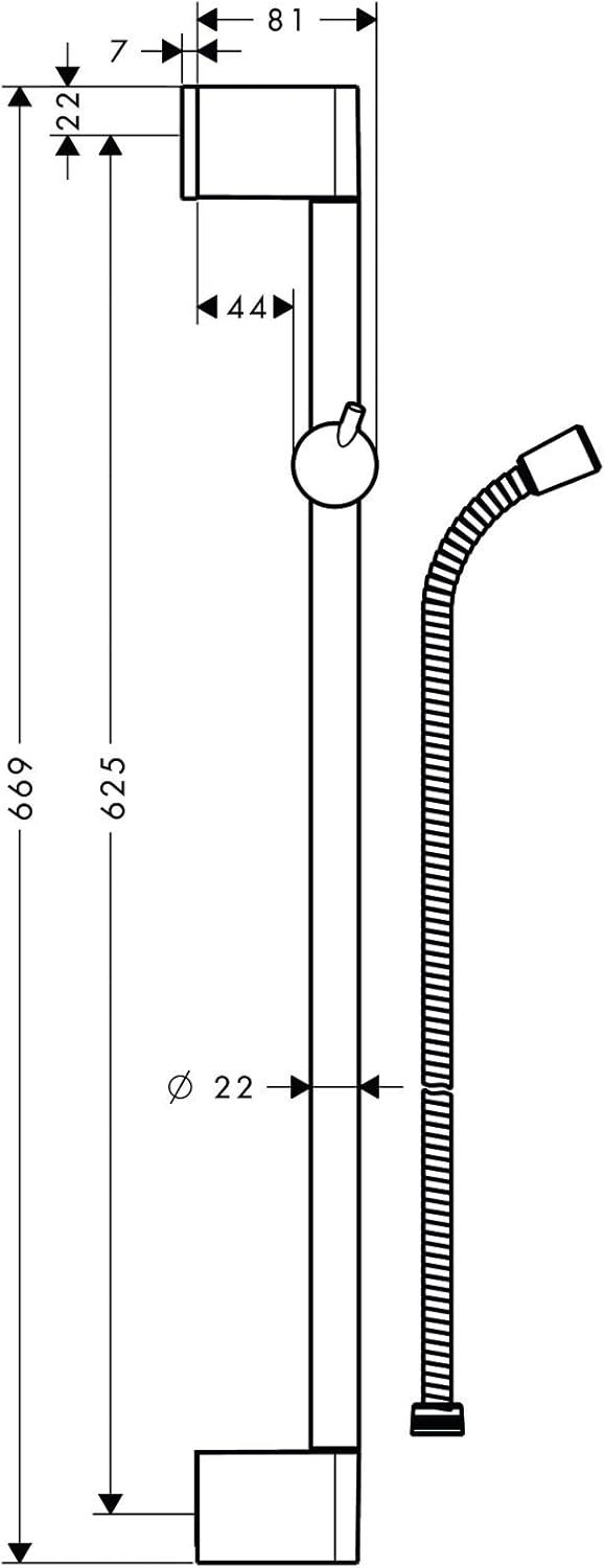 hansgrohe Unica'Crometta Duschstange 0,65m, mit Duschschlauch 1,60m, Chrom 0,65m mit Brauseschlauch