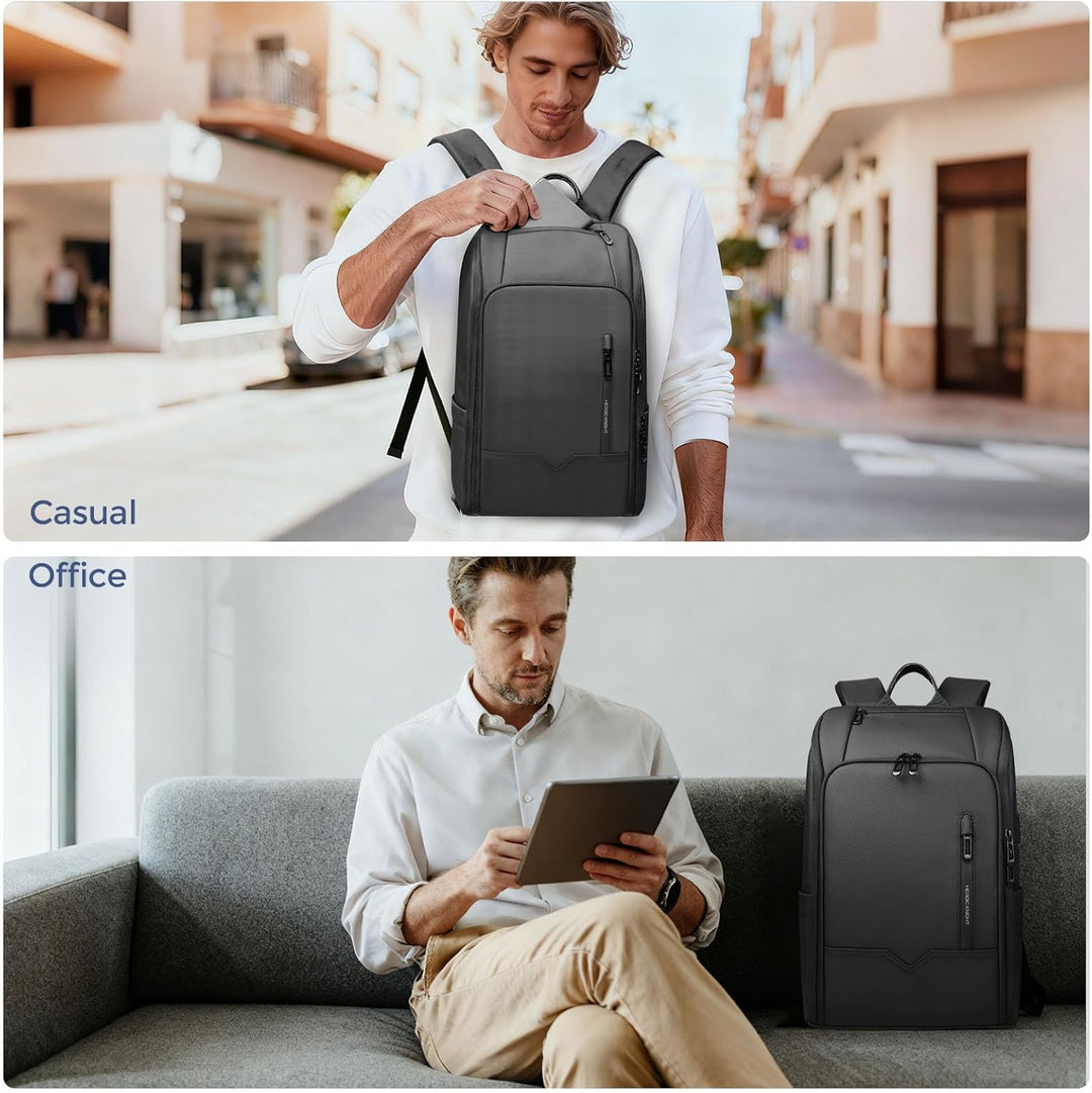 Business Rucksack Herren 15,6 Zoll Laptopfach | Wasserdichter Arbeitsrucksack mit USB-A &amp; USB-C Lade