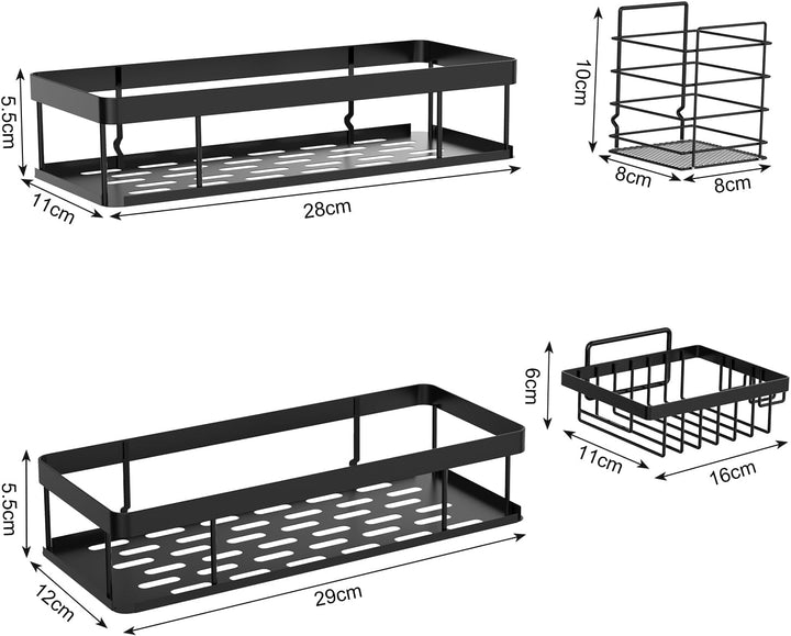 Duschablage Ohne Bohren, Wasserdichter und Rostfreier Duschregal, 4 Stück Badezimmer Regal Organizer