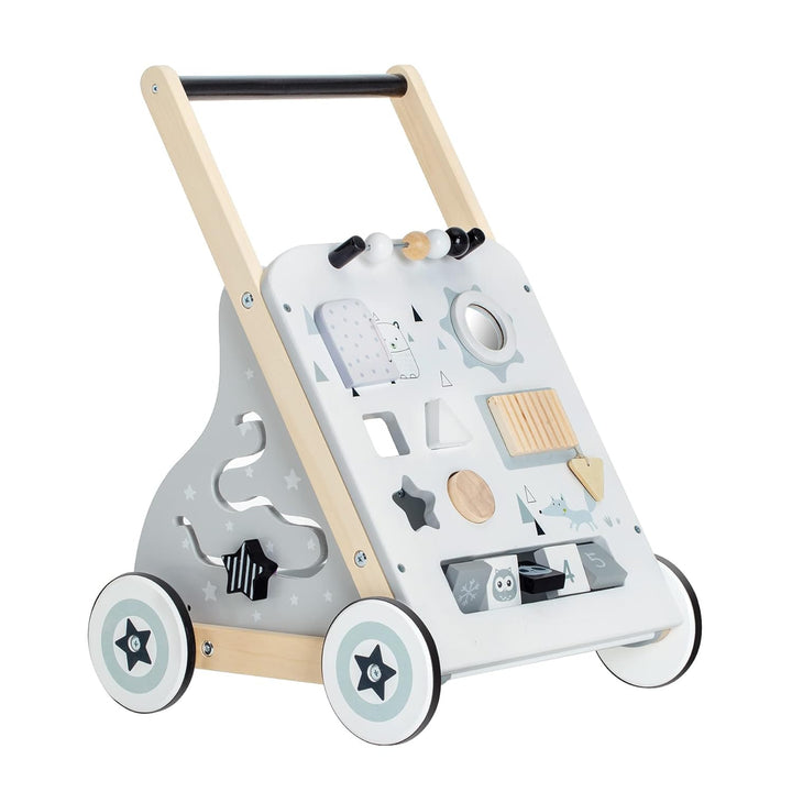 Labebe Lauflernwagen holz, 8-in-1 Verwendung als Laufwagen, Baby Lauflernhilfe Holz mit gummierten H