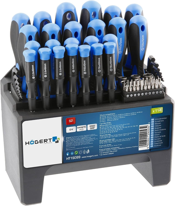 Högert Technik - Bit-Set 114 Stk. I Schraubendreher und Bits I Universelles Set I inkl. Schraubendre