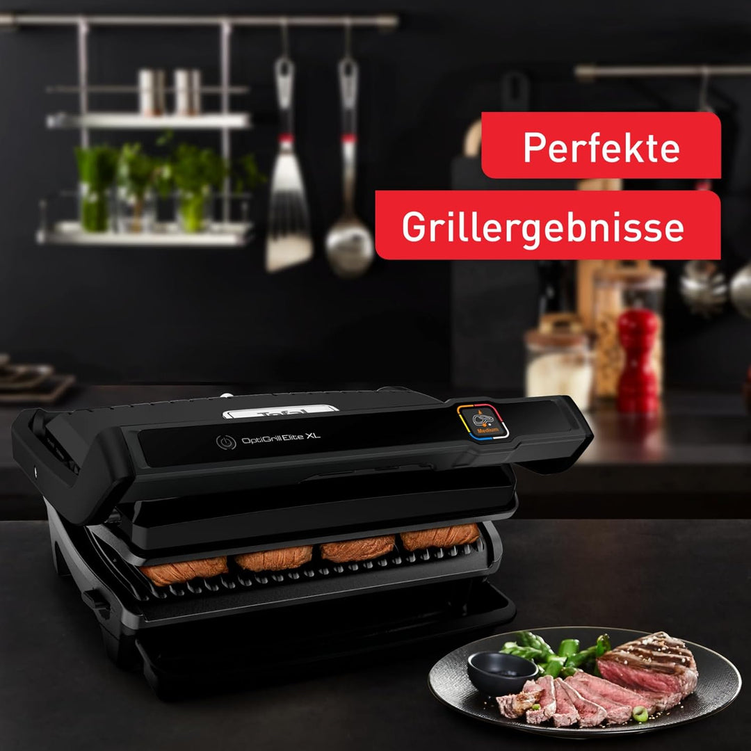 Tefal OptiGrill Elite XL Kontaktgrill, 16 Programme, Digitales Display mit Garstufenanzeige, Abnehmb