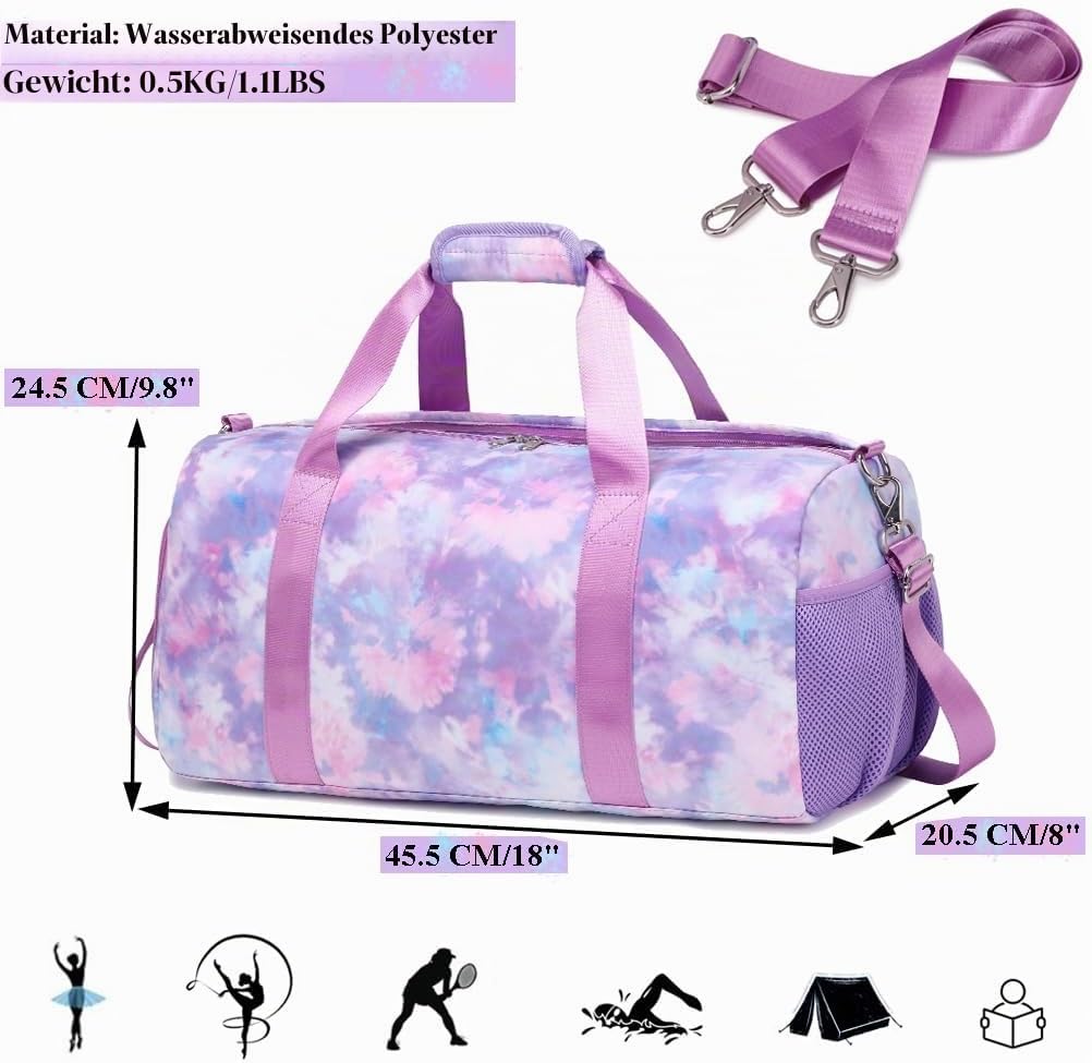 Sporttasche für Mädchen Reisetasche Daman Sporttasche Bunt Reisetasche Mädchen Kinder Kindertasche S