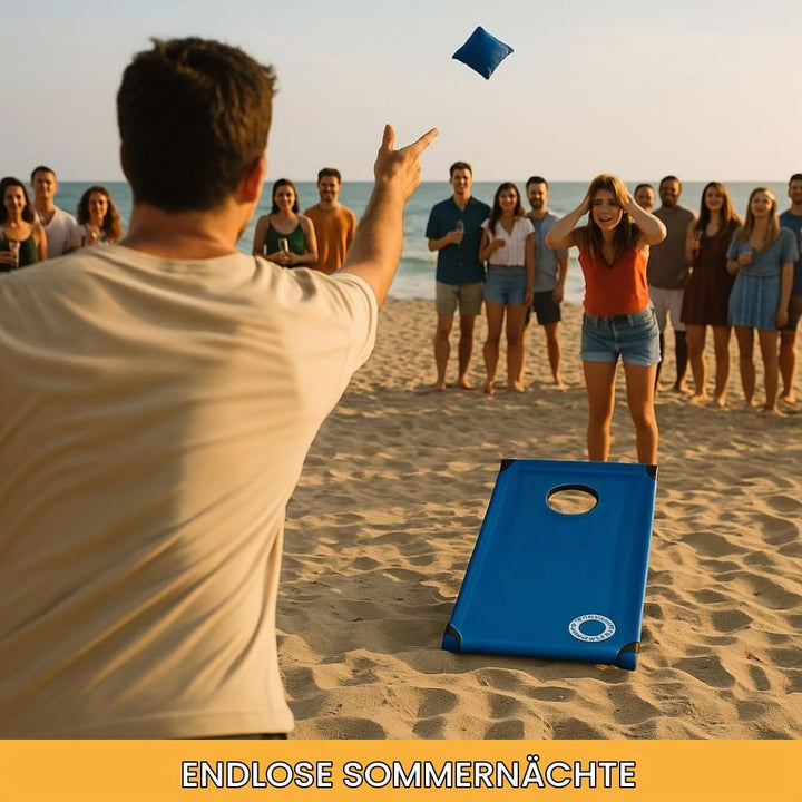 Cornhole Beach Set – 90 x 60 cm – Red Zone – Inkl. 2 x 4 Cornhole-Säcke und Tragetasche