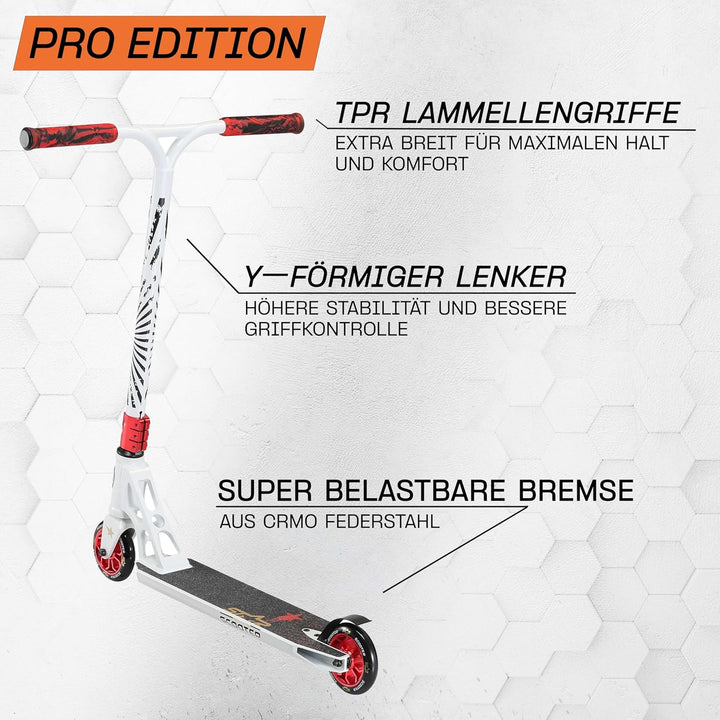 STAR SCOOTER Pro Sport Freestyle Kick Stunt Scooter für Kinder ab 7 Jahre, Erwachsene | 110 120mm Pr