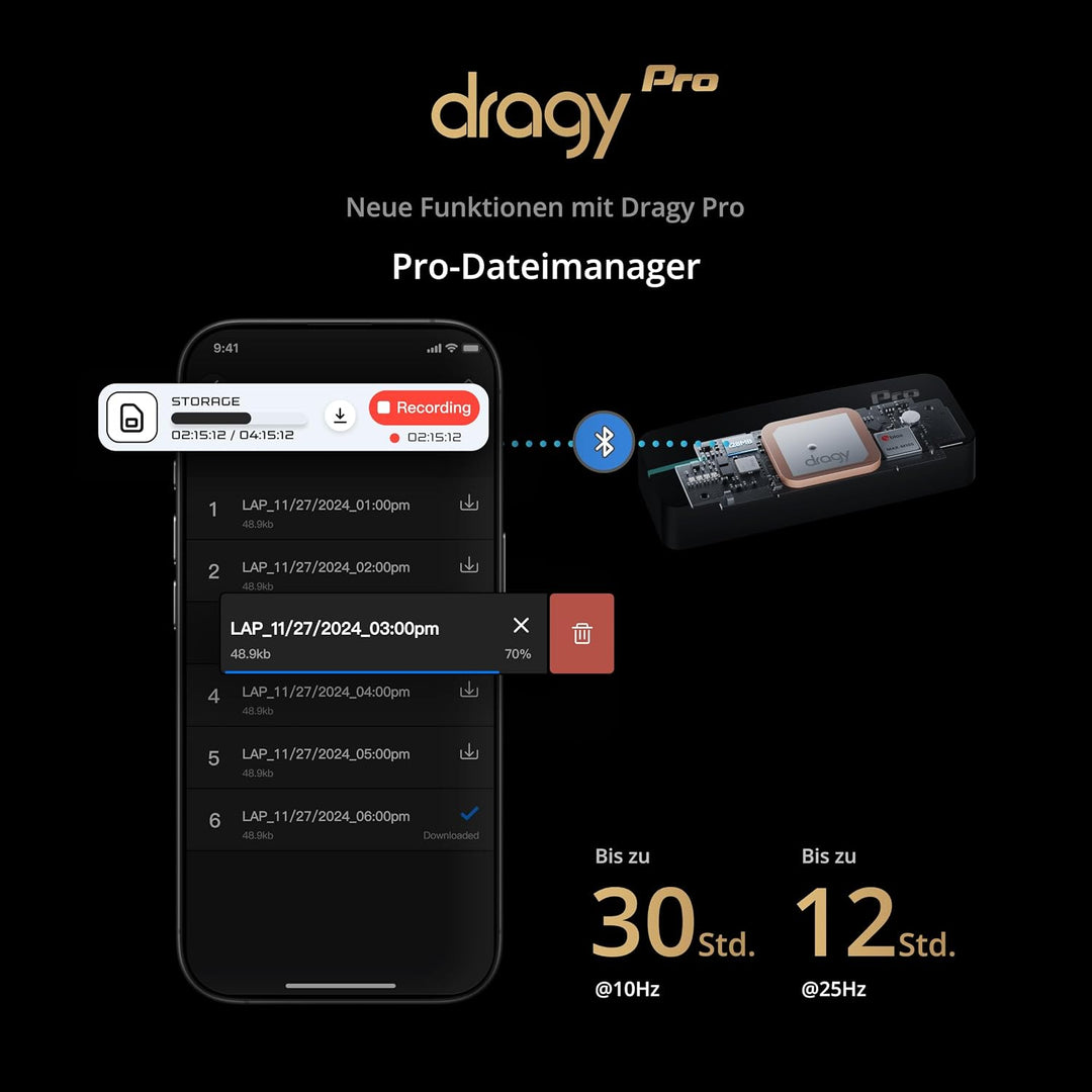 Dragy Pro, professionelles 25 Hz GPS-Leistungsmesser, mit integriertem Speicher und 6-Achsen-IMU-Bew