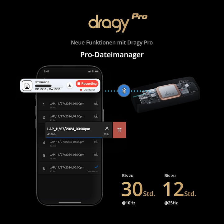 Dragy Pro, professionelles 25 Hz GPS-Leistungsmesser, mit integriertem Speicher und 6-Achsen-IMU-Bew