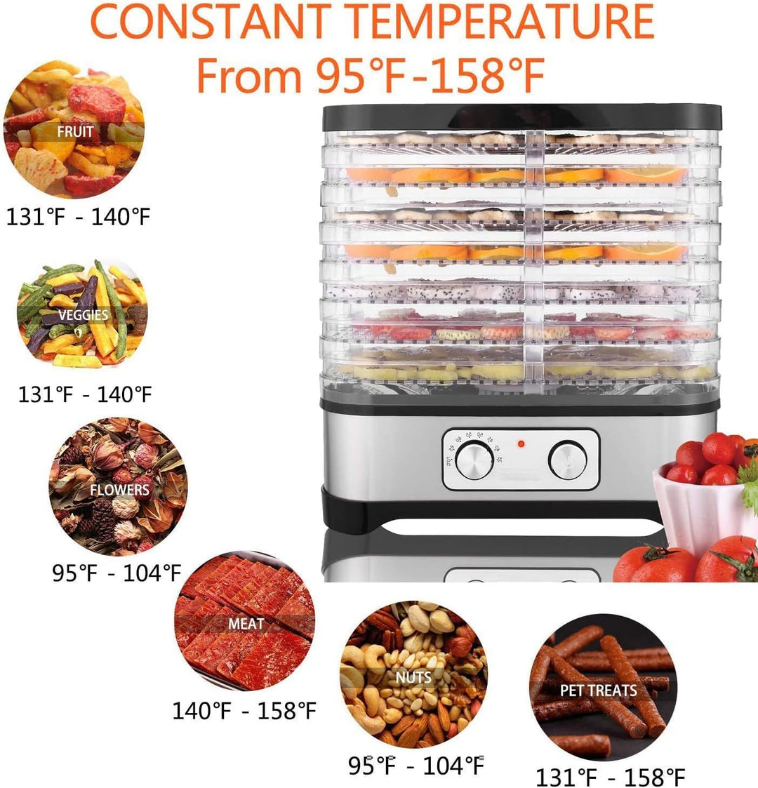 COOCHEER Dörrautomat Dörrapparat für Obst und Gemüse,Lebensmitteltrockner, 400W mit Temperatur einst