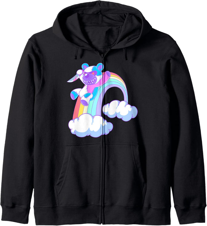 Pastel Goth Rainbow Teddy Kapuzenjacke
