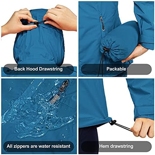 33,000ft Regenjacke Damen Wasserdicht Outdoorjacke Atmungsaktiv Herbst Übergangsjacke Leichte Jacke