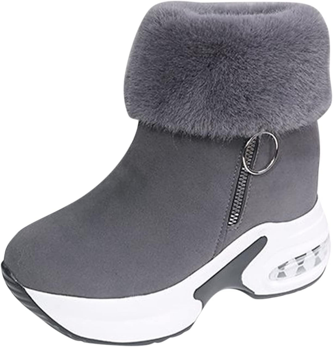 Winterstiefel Damen Stiefel Fraue Stiefeletten mit Absatz Plateau Warm Gefüttert Schnürstiefel Winte