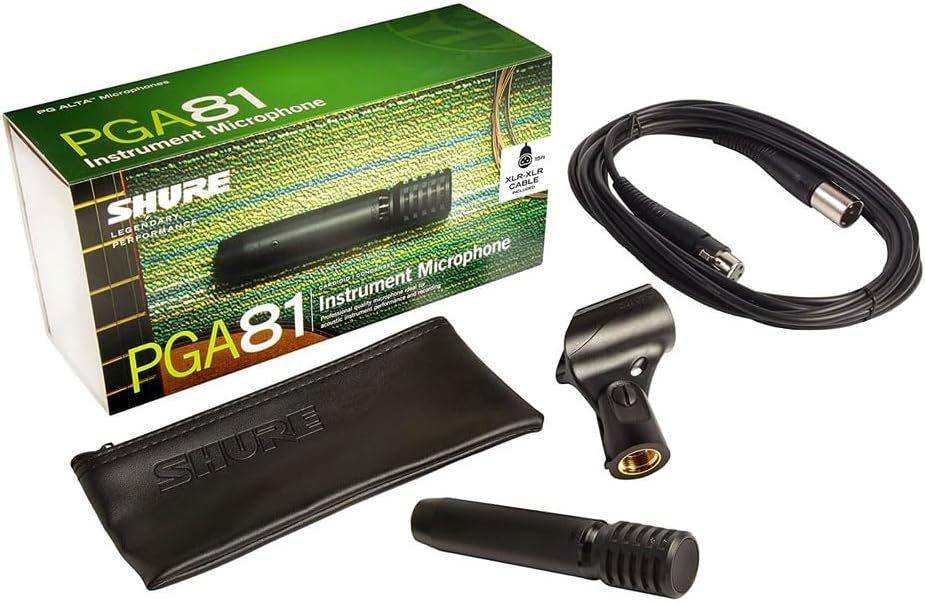 Shure Dynamisches Instrumentenmikrofon mit Nierencharakteristik, inkl. XLR-Kabel, PGA81-XLR, Schwarz