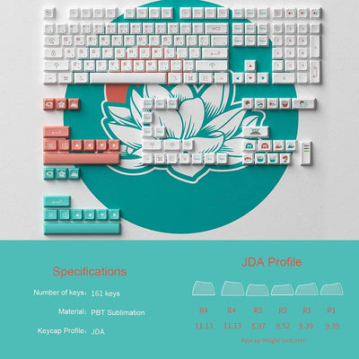 Akko Red Fuji Tastatur Tastenkappen 161 Tasten JDA Profile PBT Dye-Sub Full Keycap Set für Mechanisc