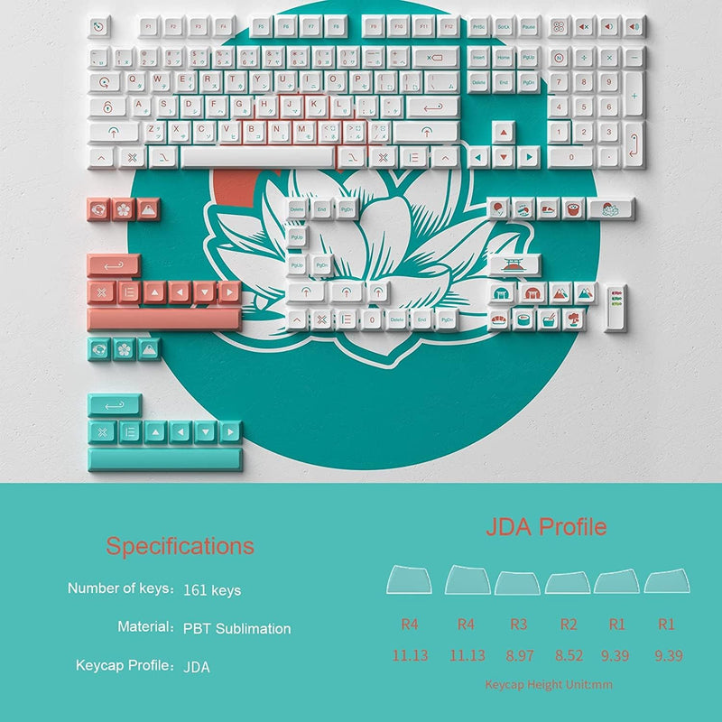 Akko Red Fuji Tastatur Tastenkappen 161 Tasten JDA Profile PBT Dye-Sub Full Keycap Set für Mechanisc